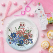 United States 250 Years Floral Patriotic  ペーパープレート (パーティー)