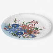 United States 250 Years Floral Patriotic  ペーパープレート (アングル)