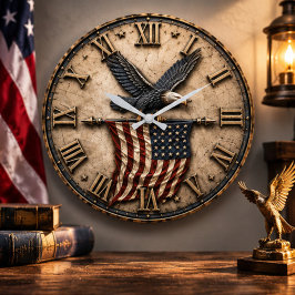 United States Army Veteran Patriotic Military ラージ壁時計
