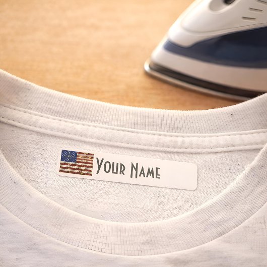 United States Art Deco Flag | Iron-On Name Label ラベル