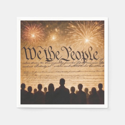 United States Constitution With Fireworks スタンダードカクテルナプキン (正面)