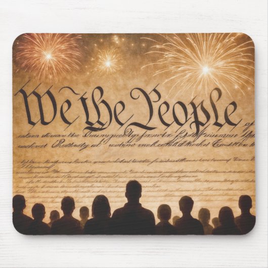 United States Constitution With Fireworks マウスパッド (正面)