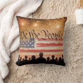 United States Constitution With Fireworks and Flag クッション (ブランケット)