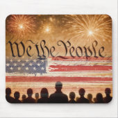 United States Constitution With Fireworks and Flag マウスパッド (正面)