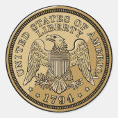 United States Liberty Eagle Coin Art ラウンドシール (正面)