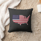 United States Map Filled with American Flag クッション (ブランケット)