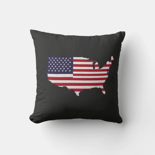 United States Map Filled with American Flag クッション (正面)