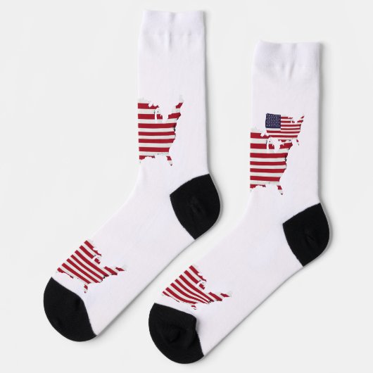 United States Map Filled with American Flag ソックス (左)