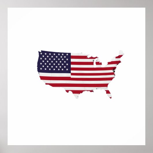 United States Map Filled with American Flag ポスター (正面)
