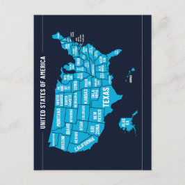United States Map Teal Minimal Design ポストカード