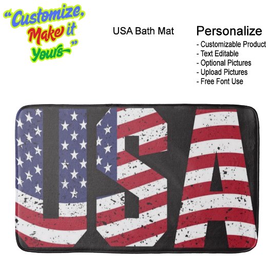 United States of America Flag Bath Mat バスマット