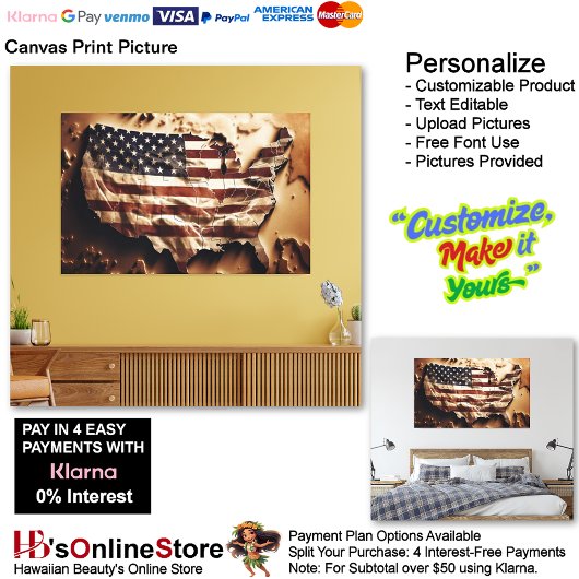 United States of America Flag Canvas Print Picture キャンバスプリント