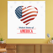 United States of America Flag Heart 11 Picture キャンバスプリント (インサイチュ (リビング))