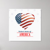 United States of America Flag Heart 11 Picture キャンバスプリント (正面)