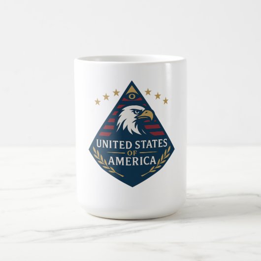 United States of America Pyramid Eagle Emblem コーヒーマグカップ (中央)