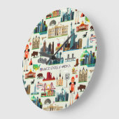 United States Symbols Pattern ラージ壁時計 (傾斜)