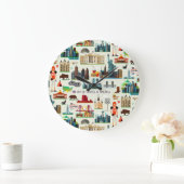 United States Symbols Pattern ラージ壁時計 (ホーム)