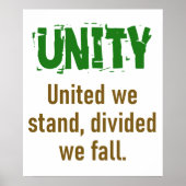United We Stand Divided We Fall - Unity Quote ポスター (正面)