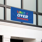 Unities over Division, red, white, blue, lgbt 横断幕 (ビルの外側)
