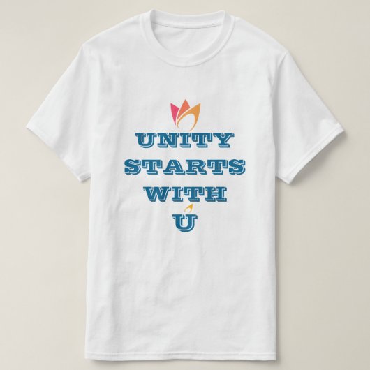 UNITYはUから始まる(オレンジからピンクの炎)カスタム Tシャツ (デザイン正面)