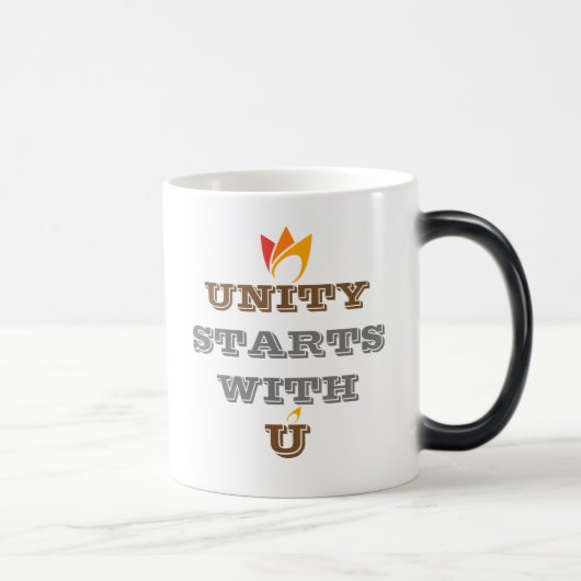 UNITYはU（オレンジから赤への炎）& ロゴから始まる モーフィングマグカップ (右)