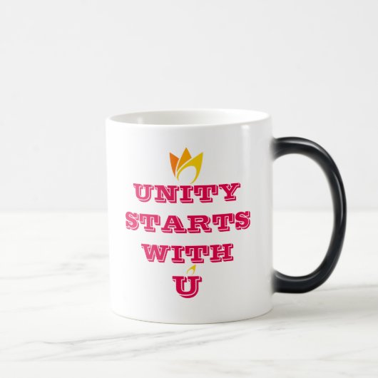 UNITYはU(黄色からオレンジ色の炎)から始まる & ロゴ モーフィングマグカップ (右)