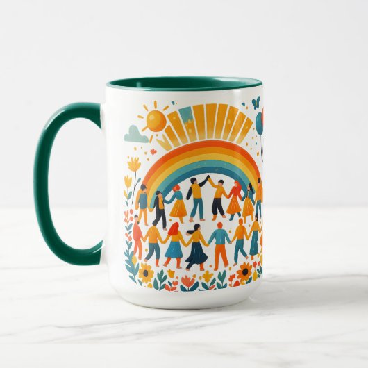 Unity and Diversity Rainbow Ceramic Mug マグカップ (左)