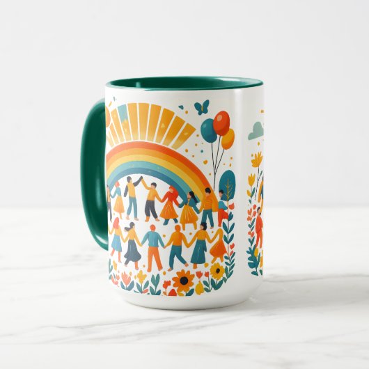 Unity and Diversity Rainbow Ceramic Mug マグカップ (正面左)