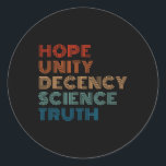 Unity Decency Science Truth ラウンドシール<br><div class="desc">Unity Decency Science Truth</div>