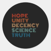 Unity Decency Science Truth ラウンドシール (正面)