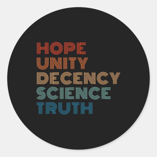 Unity Decency Science Truth ラウンドシール (正面)