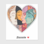 Unity Heart Diverse Faces Line Art Diversity  シール (シート)