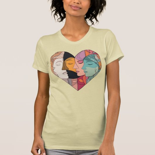 Unity Heart Diverse Faces Line Art Diversity  Tシャツ (正面)