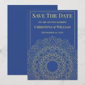 Unity in Bloom Blue Save The Date Announcement 招待状 (正面/裏面)