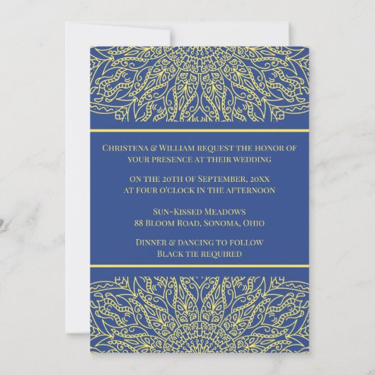 Unity in Bloom Blue Wedding Invitation 招待状 (裏面)