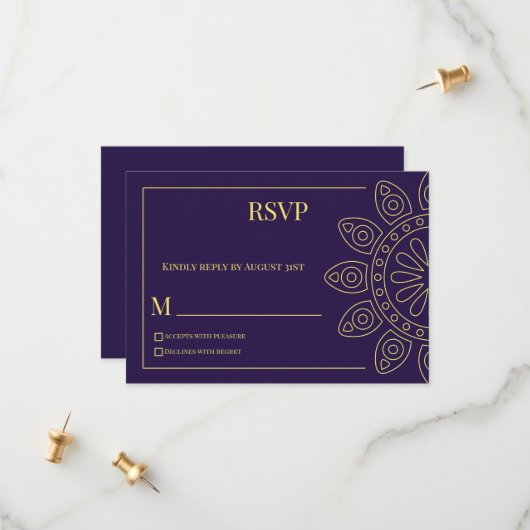 Unity in Bloom Purple Response Card セーブザデート (正面/裏面インサイチュ)