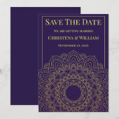 Unity in Bloom Purple Save The Date Announcement 招待状 (正面/裏面)