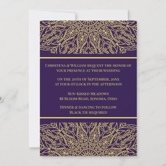 Unity in Bloom Purple Wedding Invitation 招待状 (裏面)