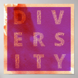 Unity in Diversity水彩画ポスター ポスター