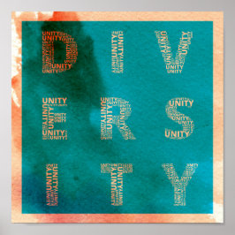 Unity in Diversity水彩画ポスター ポスター