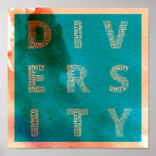Unity in Diversity水彩画ポスター ポスター