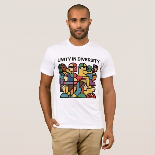 Unity in Diversity - ミニマル Geometric Rainbow Tee Tシャツ (正面フル)