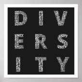 Unity in Diversity Black and White poster ポスター (正面)