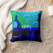 "Unity" in Shades of Blue, Black, Greenデザイン クッション (ブランケット)