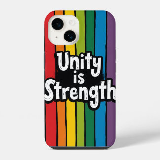 "Unity Is Strength - 太い虹色ストライプのスマホコ iPhone 14ケース
