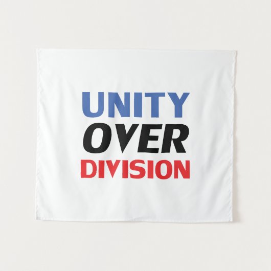 "Unity over Division"ブルーレッドホワイトブラック タペストリー (正面(横))