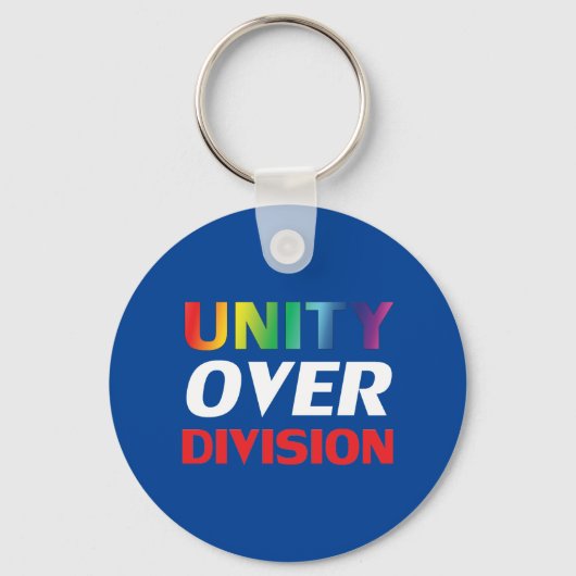 "Unity over Division"プライド、lgbtq、lgbt blue キーホルダー (正面)