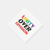 「Unity over Division」プライドlgbtホワイト紙 スタンダードカクテルナプキン (角)