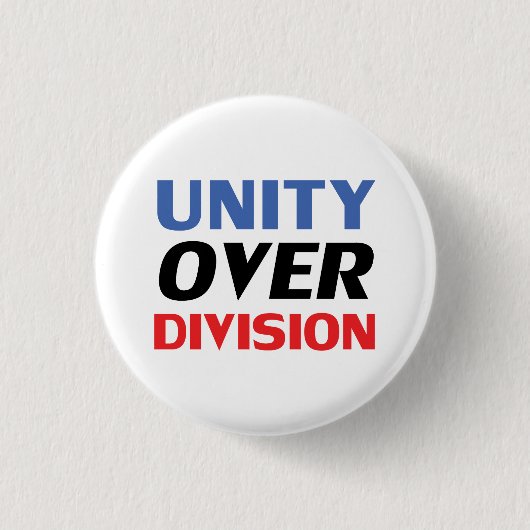 Unity over Division – 赤、白、青 缶バッジ (正面)