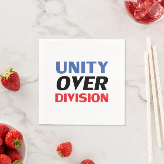 "Unity over Division"青い赤い白黒紙 スタンダードカクテルナプキン (インサイチュ)